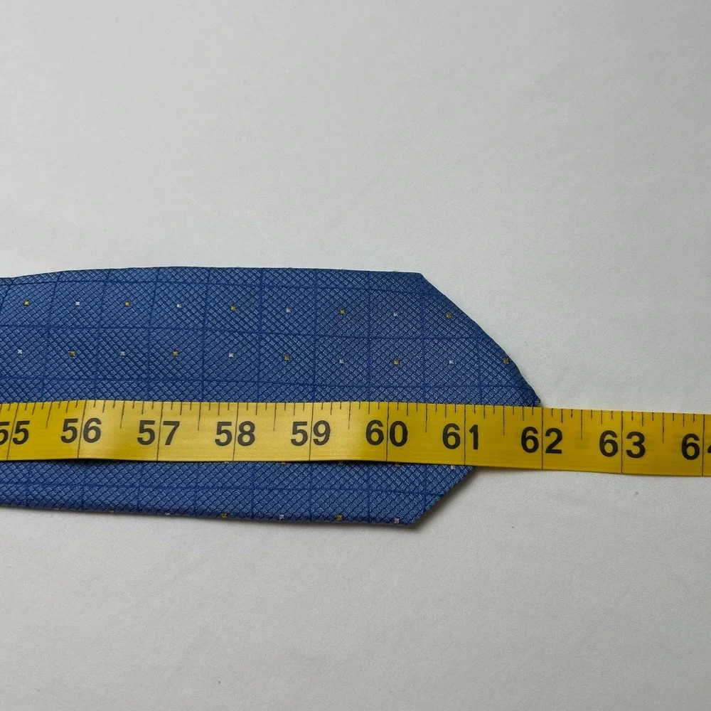 Gitman Bros Parisian Mens Grid Micro Dot Silk Necktie OS Blue Formal Business